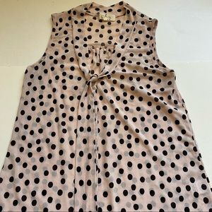 Ember sheer pink/ black polka dot high/low tie top